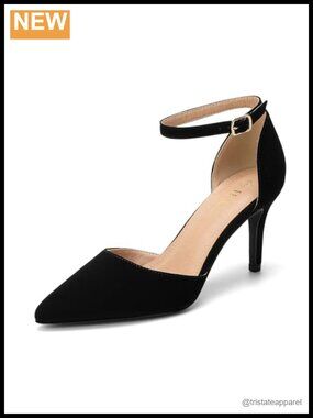 3 Inch Closed Toe Pointed Ankle Strap Pump Dress Heel